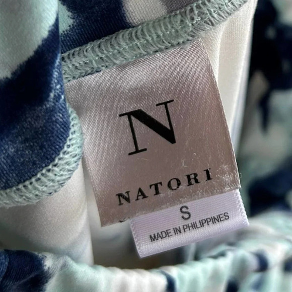 NATORI Women's Ice Petals High Waisted Cropped Leggings Blue/White Size Small - Picture 6 of 8